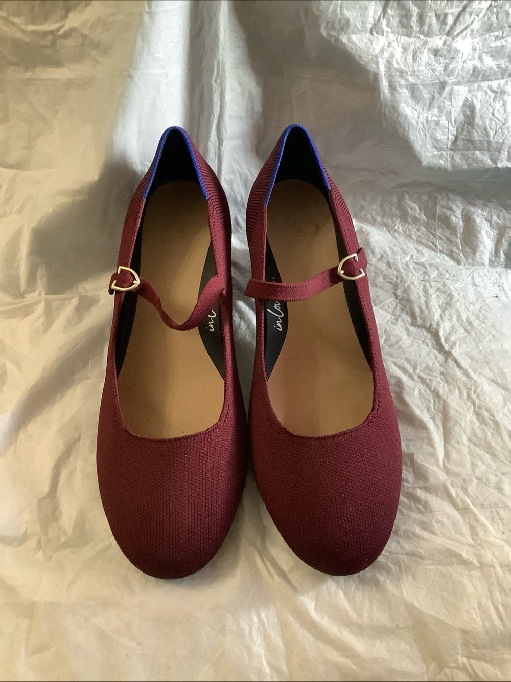 Rothy’s The Mary Jane Heel Women's Size 10 Burgundy Knit Block Heel Pumps - Picture 7 of 16